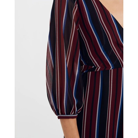 Madewell Wrap Around Maxi Dress in Stockdale Stripe 3/4 Sleeve Women's Size 0 - Picture 5 of 12